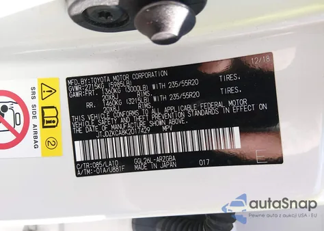 2019 Lexus Rx 350L Luxury z USA, uszkodzony, nr VIN JTJDZKCA8K2017429